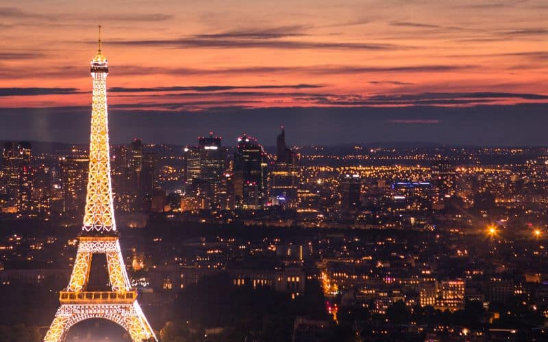 Parigi foto al tramonto vista Tour Eiffel